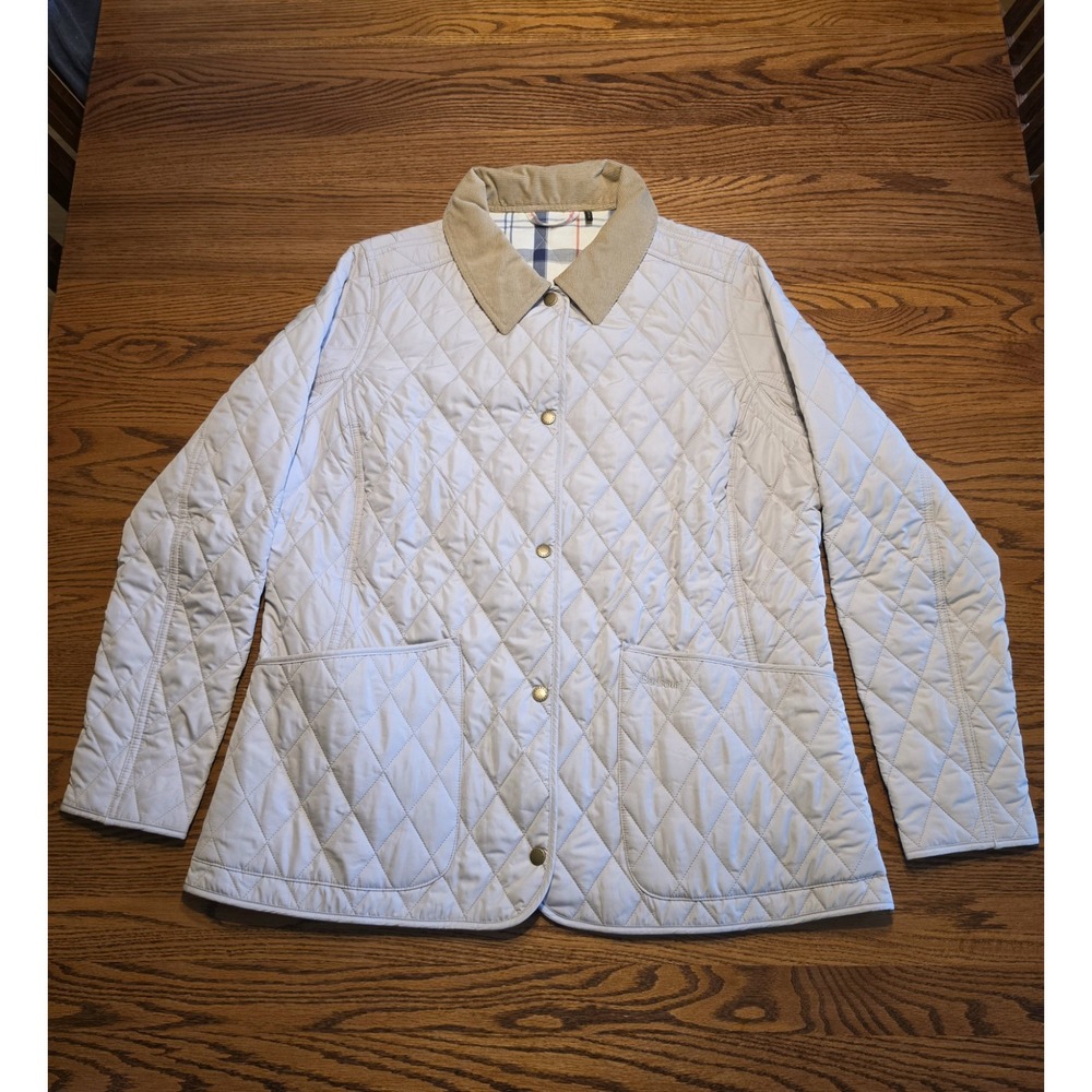 Barbour Spring Annandale Quilted Jacket Womens US 12/UK 16 Chore Barn Coat Beige